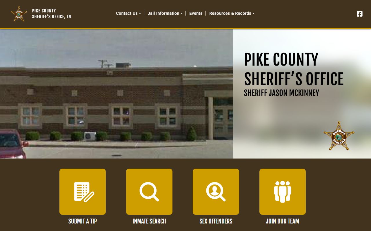Pike County Jail inmate lookup link from sheriff home page